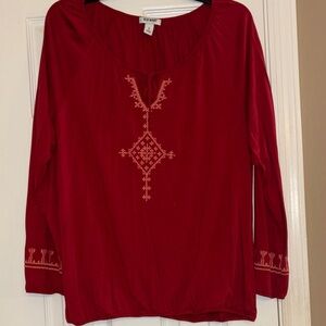 Old Navy red Women's Embroidered Top Large